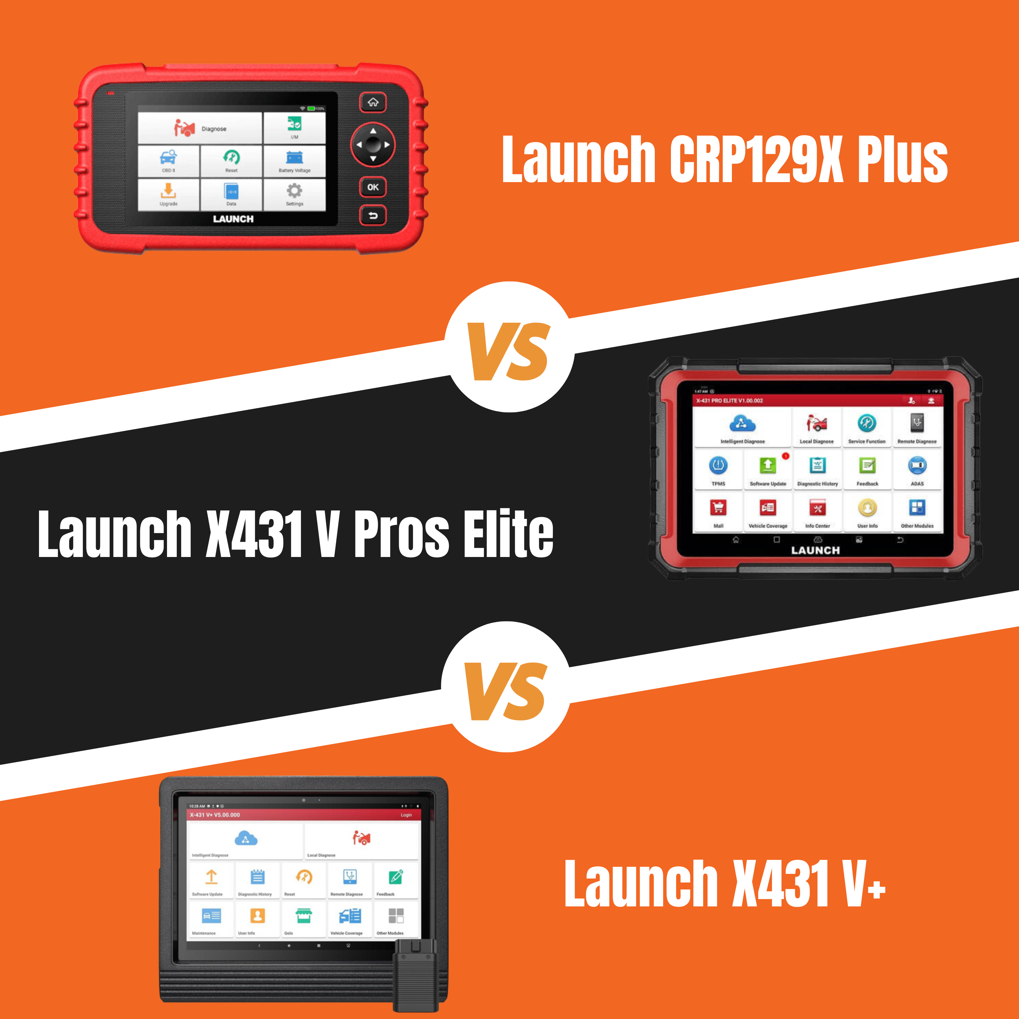 Launch OBD Scanner Comparison Guide 2025: Launch CRP129X Plus vs X431 V Pros Elite vs X431 V+  image